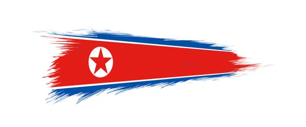 Nord Koreas flagga i grunge penseldrag. — Stock vektor
