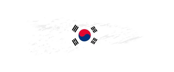 Güney Kore 'de Grunge Fırça inme bayrağı. — Stok Vektör