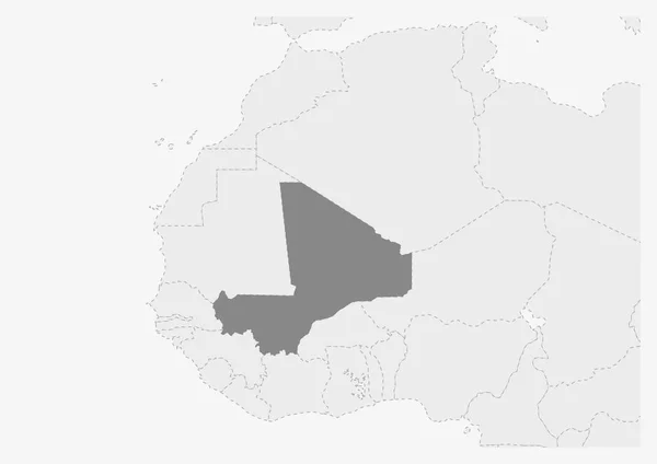 Mappa dell'Africa con cartina Mali evidenziata — Vettoriale Stock