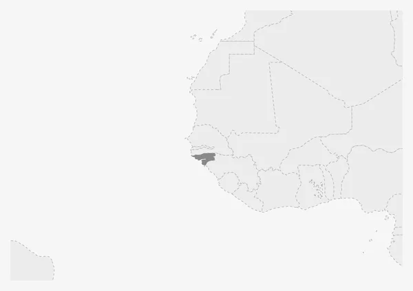Carte de l'Afrique avec la carte de Guinée-Bissau surlignée — Image vectorielle