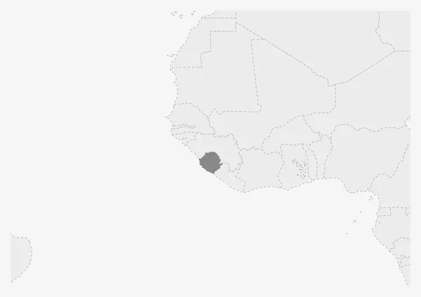 Mapa de África con el mapa de Sierra Leona resaltado — Archivo Imágenes Vectoriales