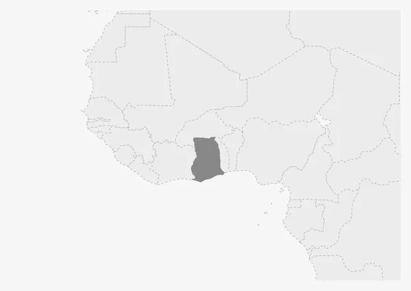 Carte de l'Afrique avec une carte du Ghana surlignée — Image vectorielle