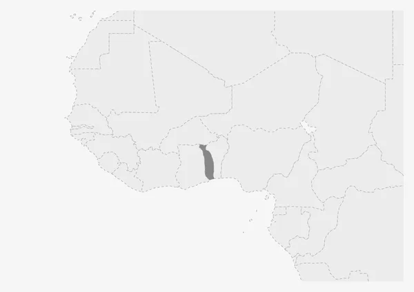 Karte von Afrika mit hervorgehobener Togo-Karte — Stockvektor