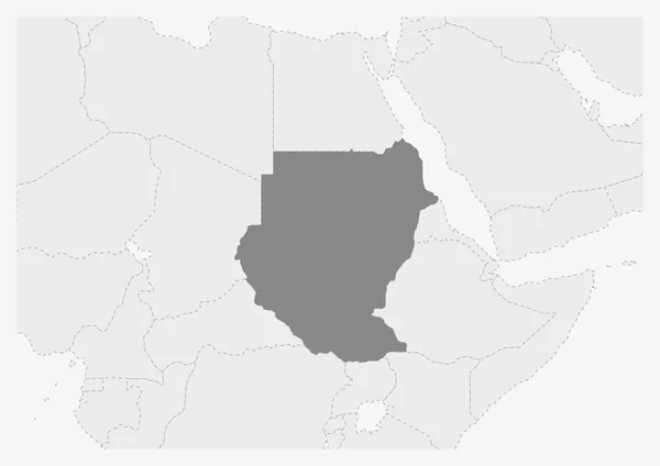 Mapa da África com destaque Sudão mapa — Vetor de Stock