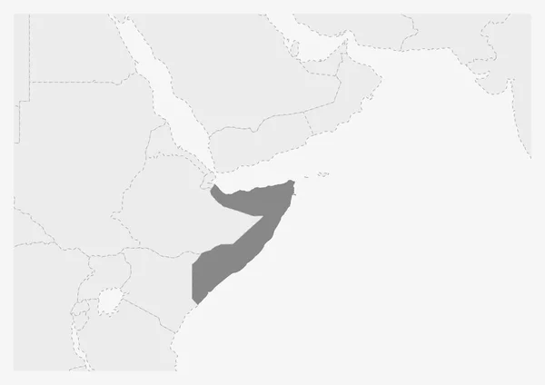 강조 소말리아지도와 아프리카의지도 — 스톡 벡터