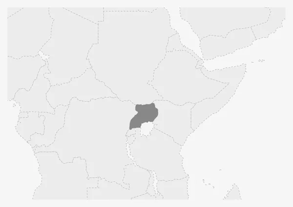 Mapa de África con el mapa de Uganda resaltado — Archivo Imágenes Vectoriales