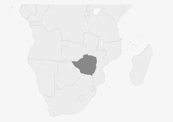 Mappa dell'Africa con evidenziata la mappa di Zimbabwe — Vettoriale Stock