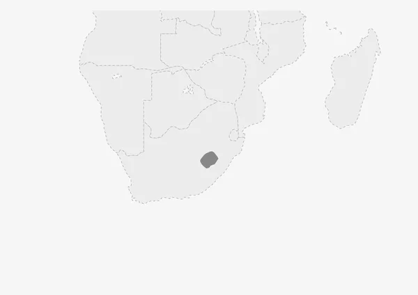 Carte de l'Afrique avec la carte du Lesotho surlignée — Image vectorielle