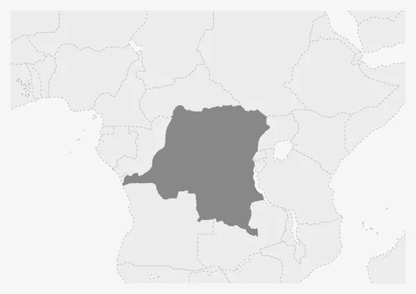 Mappa dell'Africa con evidenziata la mappa di DR Congo — Vettoriale Stock