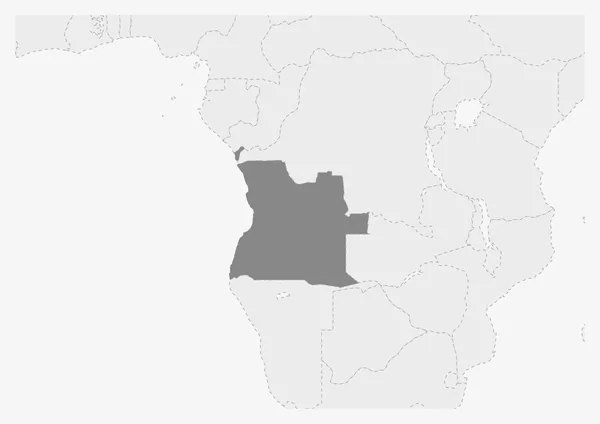 Mappa dell'Africa con evidenziata la mappa di Angola — Vettoriale Stock