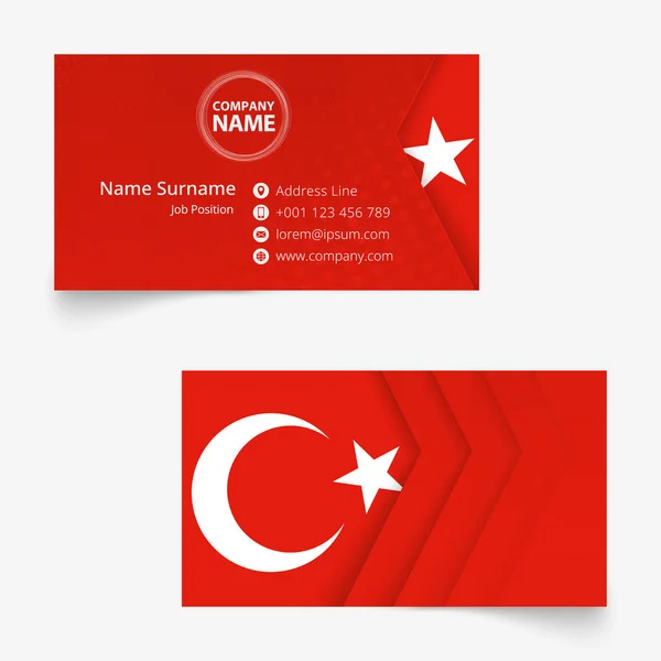 Туреччина прапор візитної картки, стандартний розмір (90x50 мм) візитна картка — стоковий вектор