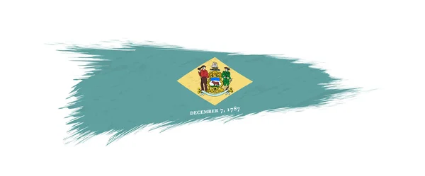 Bandera de Delaware Estado de los Estados Unidos en pincel grunge . — Vector de stock