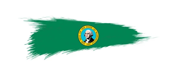 Flag of Washington US State in grunge brush. — Stock Vector