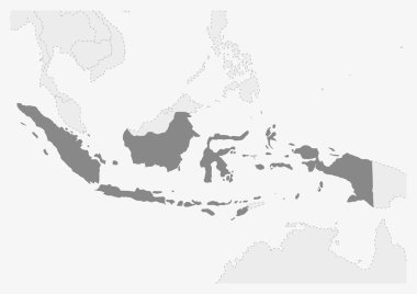 Vurgulanan Endonezya haritası ile Asya Haritası