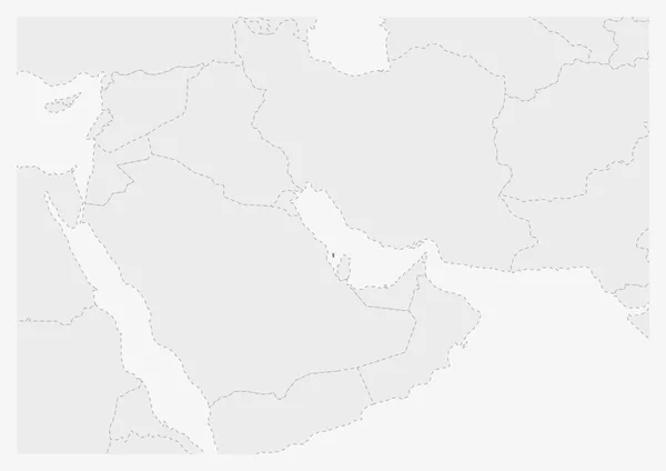 Mapa de Oriente Medio con el mapa de Bahréin resaltado — Vector de stock