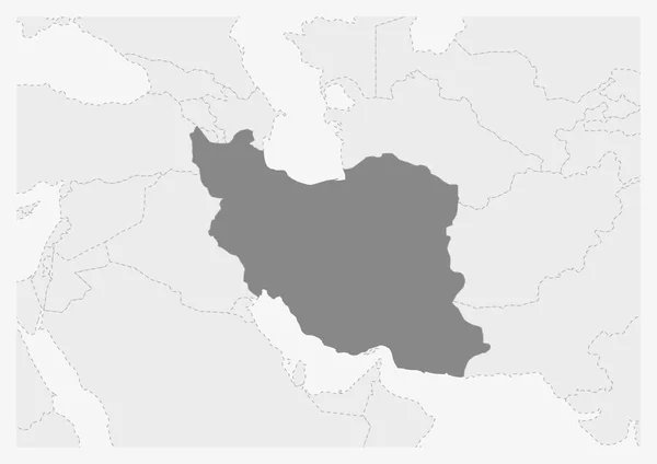 Carte du Moyen-Orient avec la carte de l'Iran surlignée — Image vectorielle