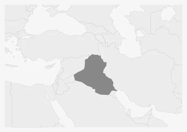 Karta över Mellanöstern med markerad Irak karta — Stock vektor