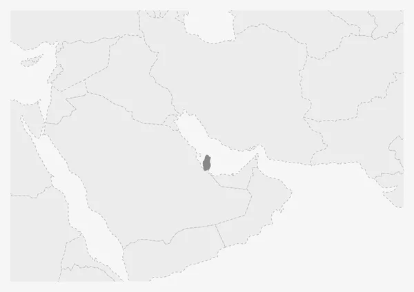 Mapa Bliskiego Wschodu z podświetloną mapą Kataru — Wektor stockowy