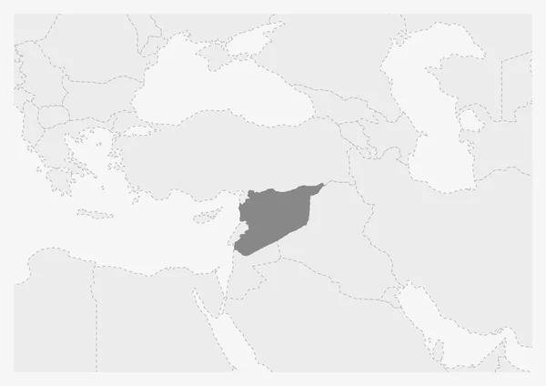 Carte du Moyen-Orient avec la carte de Syrie surlignée — Image vectorielle