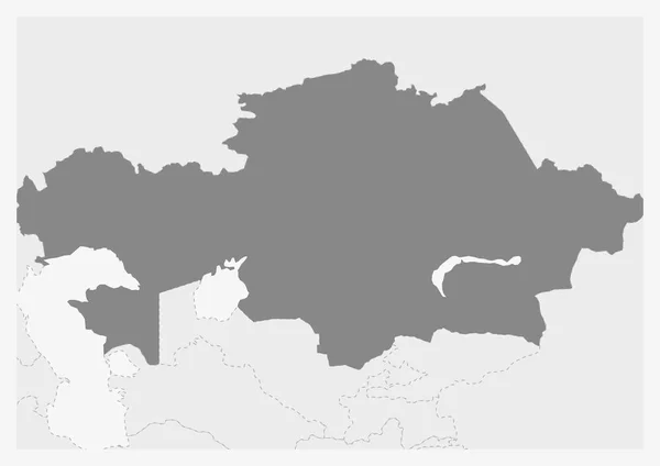Carte de l'Asie avec la carte du Kazakhstan surlignée — Image vectorielle