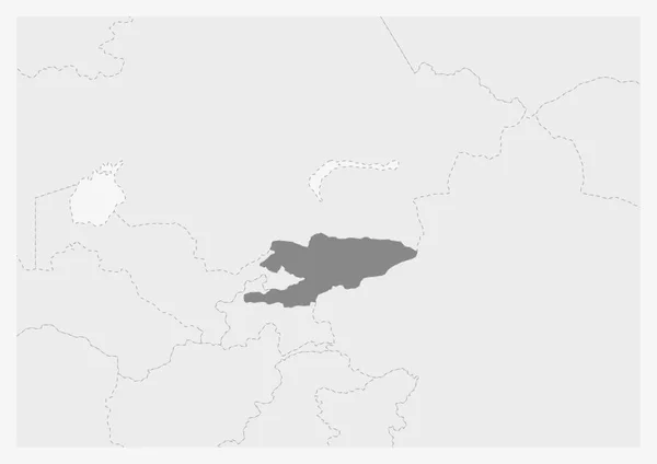 Mapa de Asia con el mapa resaltado de Kirguistán — Vector de stock