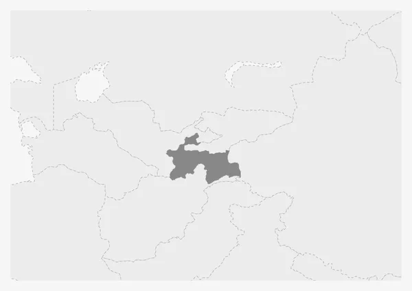 Ázsia Térkép térképes Tádzsikisztánnal — Stock Vector