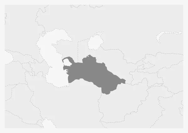 Χάρτης Ασία με υπογραμμισμένα χάρτη του Τουρκμενιστάν — Διανυσματικό Αρχείο