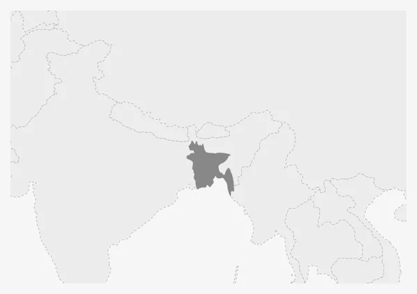 Mapa Azji z podświetloną mapę Bangladeszu — Wektor stockowy