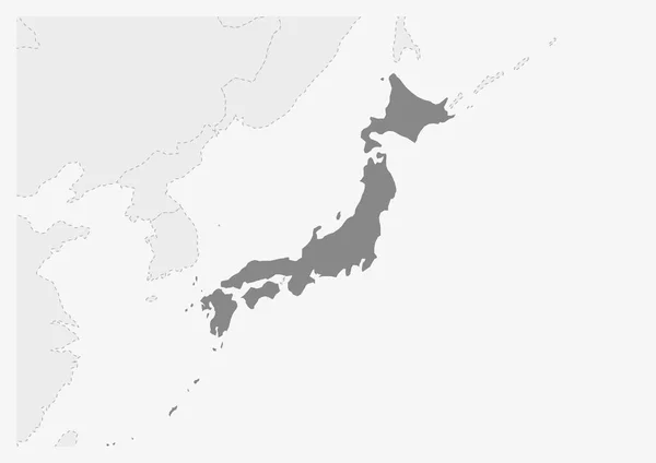Mapa Asie se zvýrazněnou japonskou mapou — Stockový vektor