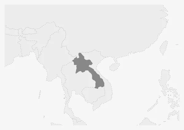 Mapa de Asia con el mapa de Laos resaltado — Archivo Imágenes Vectoriales