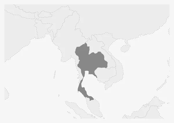 Carte de l'Asie avec la carte de Thaïlande surlignée — Image vectorielle