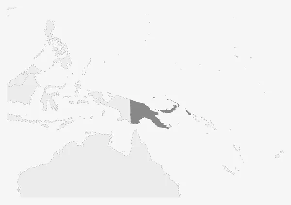 Mapa Oceanii z zaznaczoną mapą Papua-Nowa Gwinea — Wektor stockowy