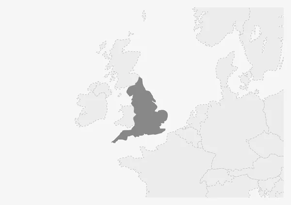 Europakarte mit hervorgehobener Englandkarte — Stockvektor