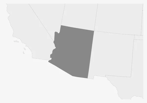 Mappa degli Stati Uniti d'America con cartina di stato Arizona evidenziata — Vettoriale Stock