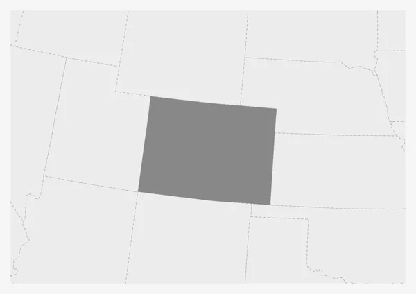 Carte des États-Unis avec une carte de l'État du Colorado surlignée — Image vectorielle