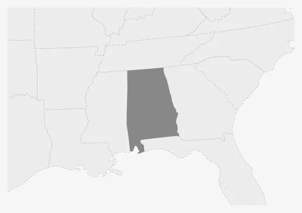 Mapa dos EUA com destaque Alabama mapa do estado — Vetor de Stock