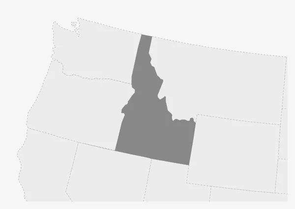 Mappa degli Stati Uniti d'America con cartina di stato Idaho evidenziata — Vettoriale Stock