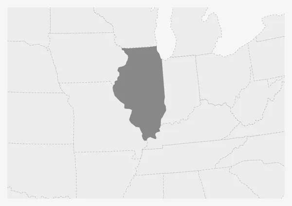 Mapa de Estados Unidos con el mapa del estado de Illinois resaltado — Archivo Imágenes Vectoriales