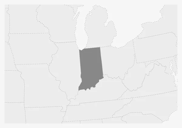 Mapa de Estados Unidos con el mapa del estado de Indiana resaltado — Vector de stock