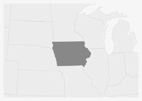 Mapa USA se zvýrazněnou státní mapou Iowa — Stockový vektor