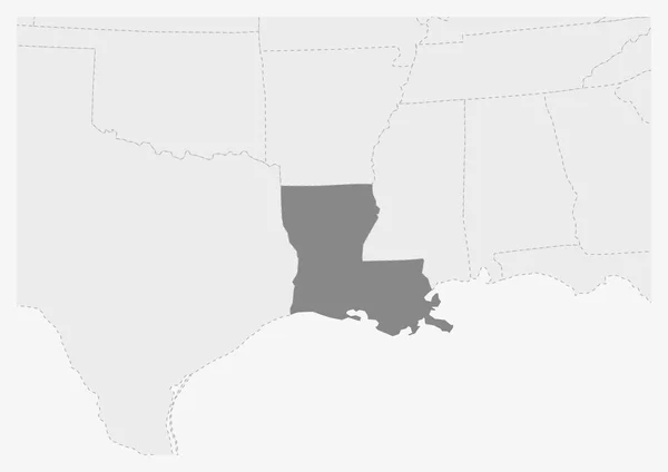 Carte des États-Unis avec la carte de l'État de Louisiane surlignée — Image vectorielle