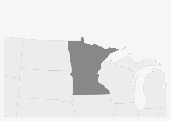 Karte der USA mit hervorgehobener Minnesota-Karte — Stockvektor