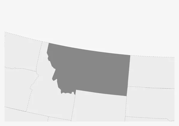 Mapa de EE.UU. con el mapa del estado de Montana resaltado — Vector de stock