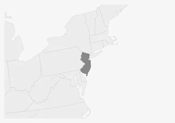 強調表示されたニュージャージー州の州地図を持つアメリカの地図 — ストックベクタ