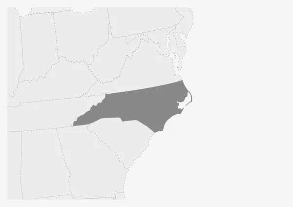 Mapa de Estados Unidos con el mapa del estado de Carolina del Norte resaltado — Archivo Imágenes Vectoriales