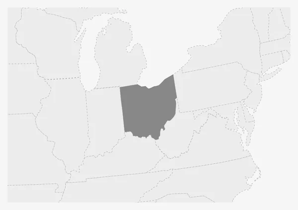 Mappa degli Stati Uniti d'America con cartina di stato Ohio evidenziata — Vettoriale Stock