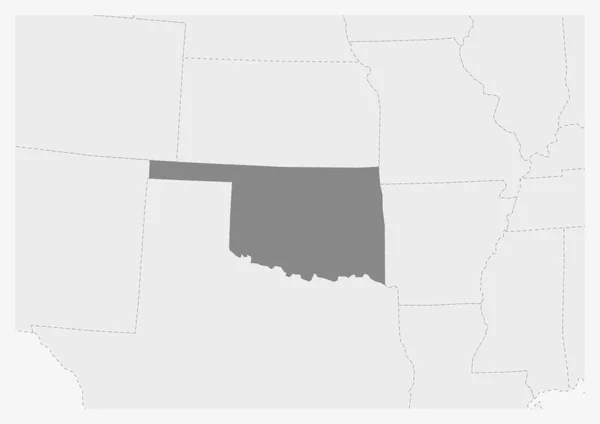 Karte der USA mit hervorgehobener oklahoma-Karte — Stockvektor