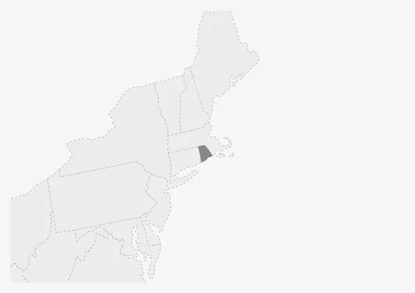 Mappa degli Stati Uniti con evidenziata la mappa di stato di Rhode Island — Vettoriale Stock