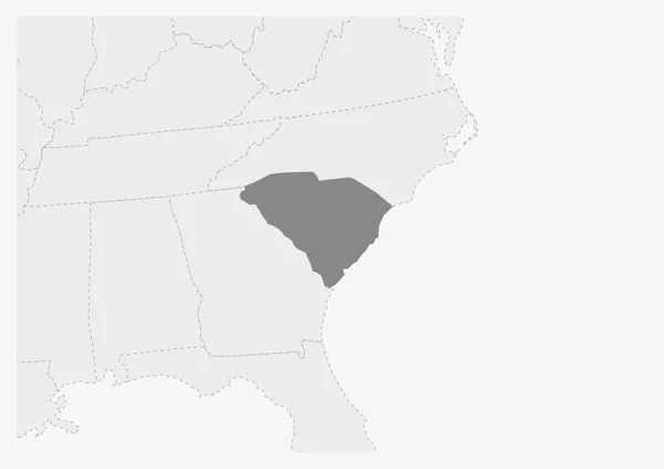Karte der USA mit hervorgehobener Karte des Bundesstaates South Carolina — Stockvektor