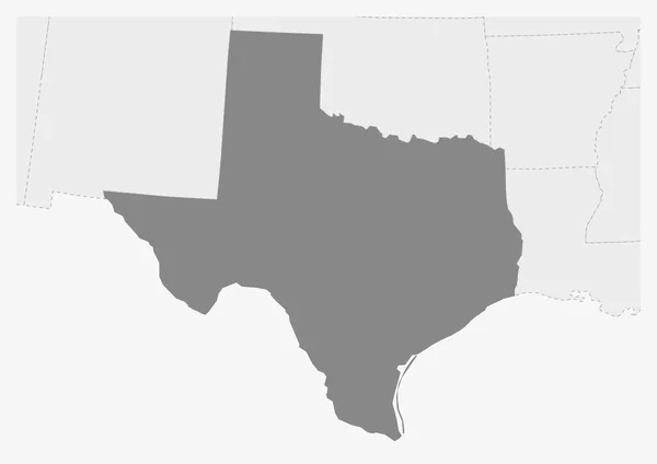 Karte der USA mit hervorgehobener texanischer Landkarte — Stockvektor